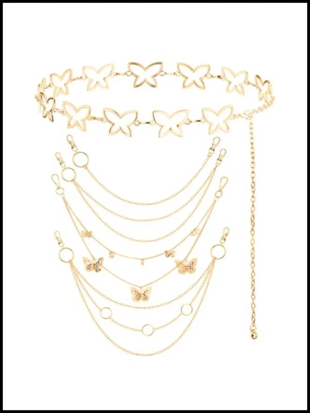 5 Pack Punk Waist Chain Belt Set for Women Goth HipHop Wallet Chain